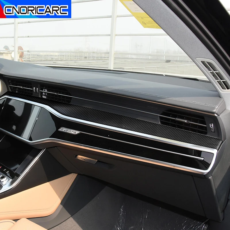 Auto Zubehör Interior Center Control Panel Abdeckung Rahmen Trim Carbon Faser Muster Aufkleber Streifen Für Audi A6 C8 A7 a8 2019-2022