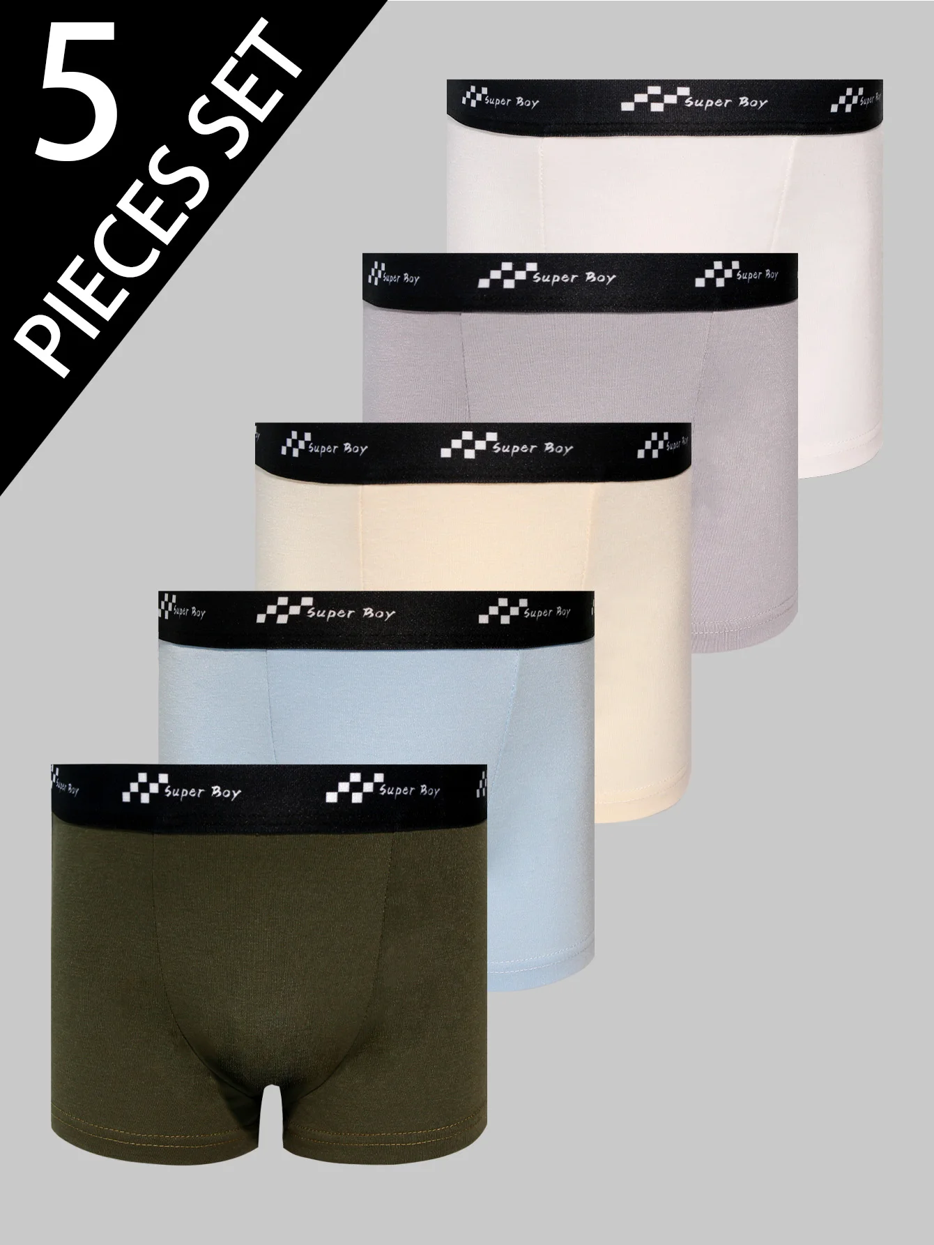 5-Pack Comfortable Breathable Mixed Color Wide Waistband Boys Underwear for 4-7 Years Old Students Flat Angle Briefs