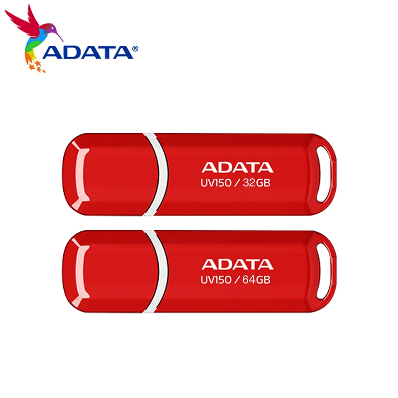 

100% оригинальный ADATA UV150 USB-флеш-накопитель 32 ГБ 64 ГБ USB 3.2 Высокоскоростной флэш-накопитель Mini U диск Красный USB-накопитель