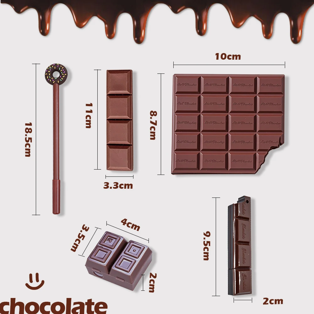 Picture 3: Kit 5pcs Creative aesthetic chocolate stationery set, Pen Sharpener Notepad Eraser School Material