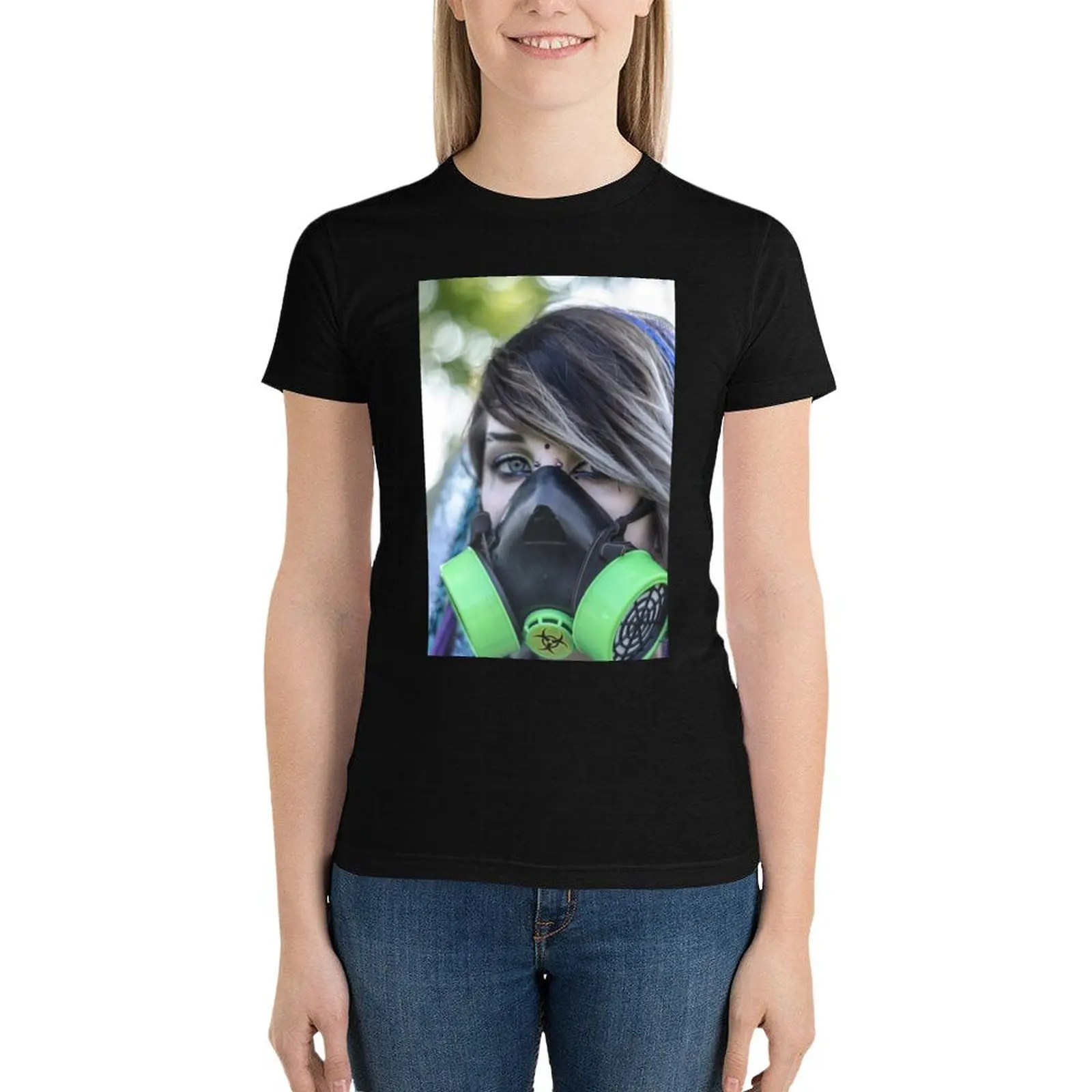 

Gasmask girl T-Shirt funny graphics tees summer tops tops for Women