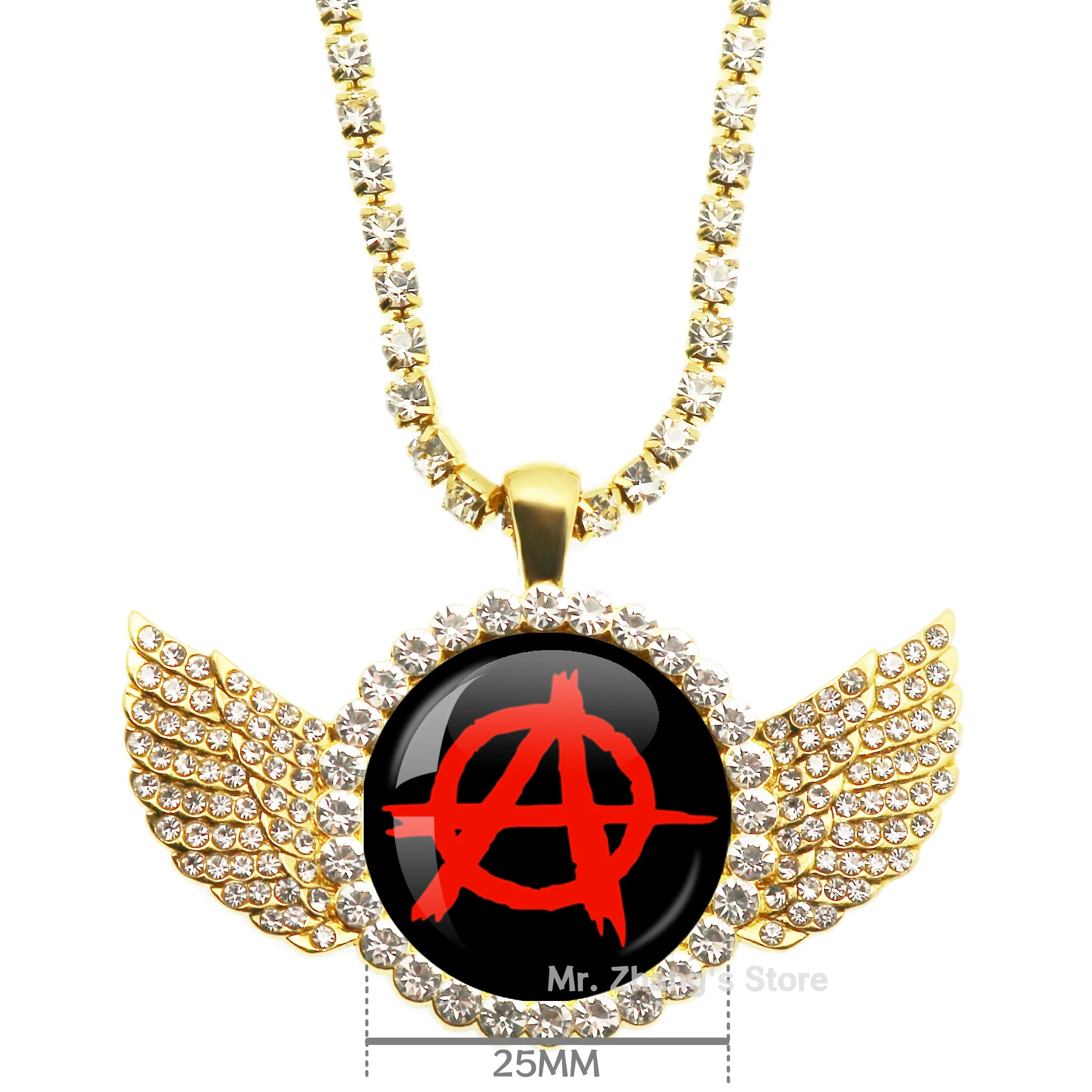 Sons of Anarchy Necklace Skull Motorcycle Glass 25MM Cabochon Round  Angel Wings Necklace Creative Personalized Accessories Gift