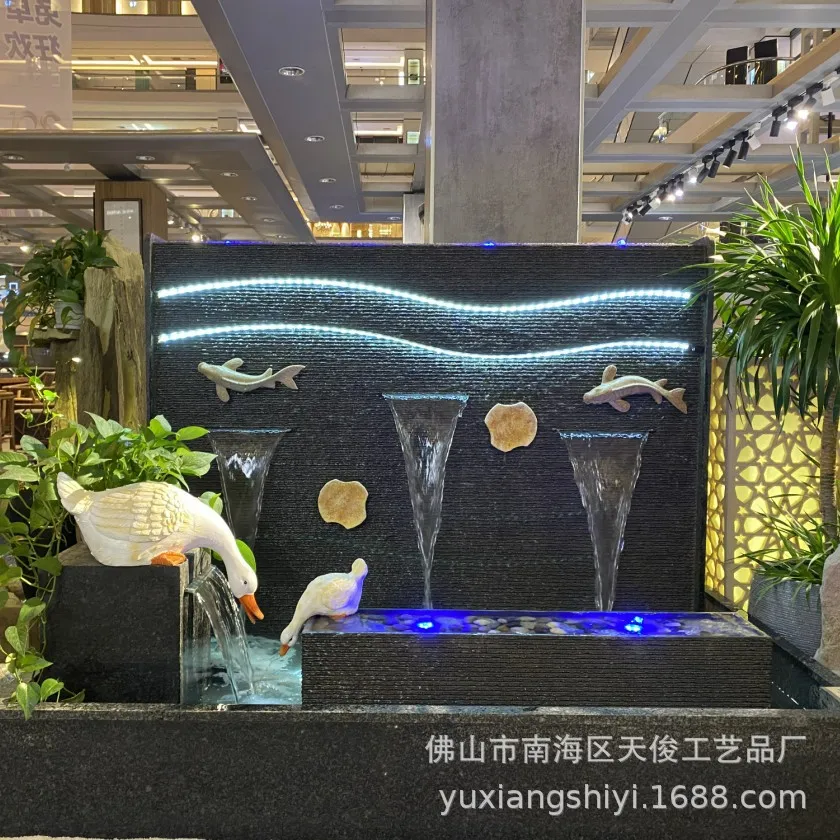 

HYS flowing water curtain walls, stone flowing water fountain landscapes, villa garden courtyards, water features, large rockery
