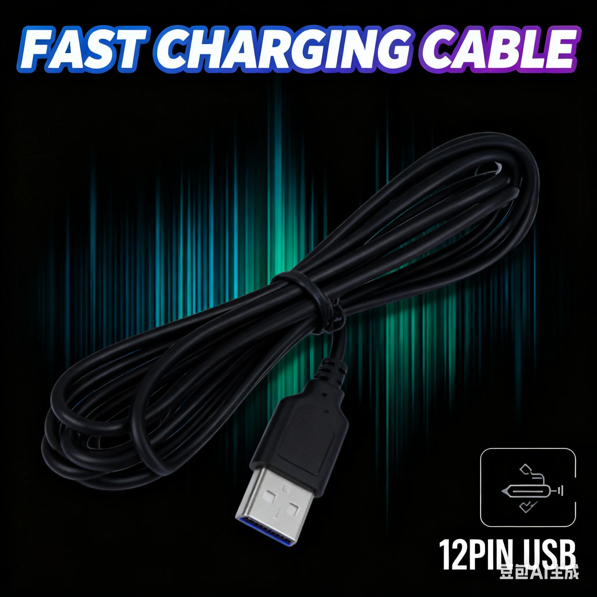12-Pin USB Data Charging Cable, Replacement for Olympus E330/E-410/E-510/SZ-10/SZ-20/SZ-30/U410, CB-US.