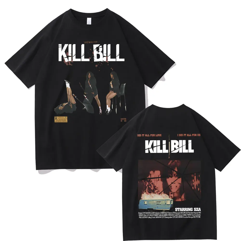 

Rapper SZA Kill Bill Double Sided Graphic T-shirts Men Women Casual Cotton Oversized T Shirt Male Hip Hop Fashion Vintage Tshirt