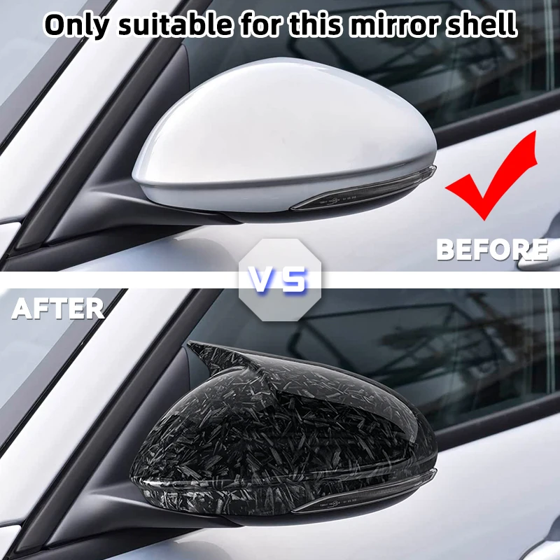 2Pcs Side Rearview Mirror Shell Cover Carbon Fiber For Alfa Romeo Stelvio Giulia 2017-2022 Glossy Black