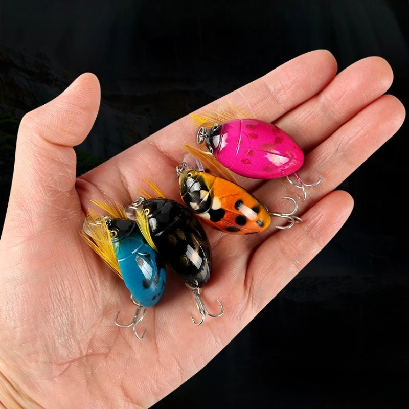 3 قطعة 4 جرام المياه العائمة الصغيرة مينو الاصطناعي الصيد الزيز الطعم الحشرات علة إغراء البحر خنفساء كرنك العائمة Wobblers الطعم الصيد