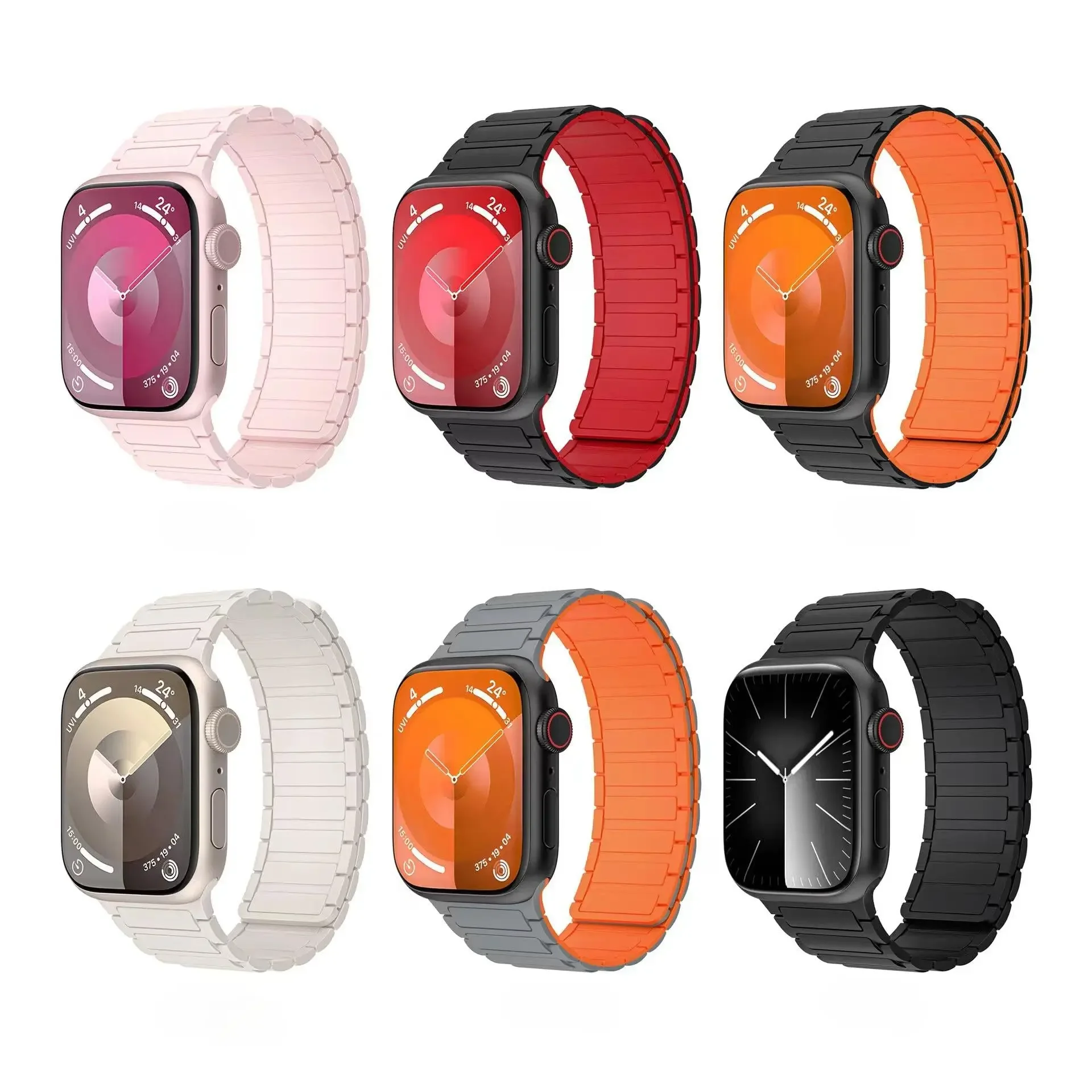 애플 워치 밴드용 마그네틱 실리콘 스트랩, 울트라 2 49mm 46mm 45mm 41mm, 아이워치 시리즈 10 9 8 7 6 SE 5 4 38 42 44mm 팔찌