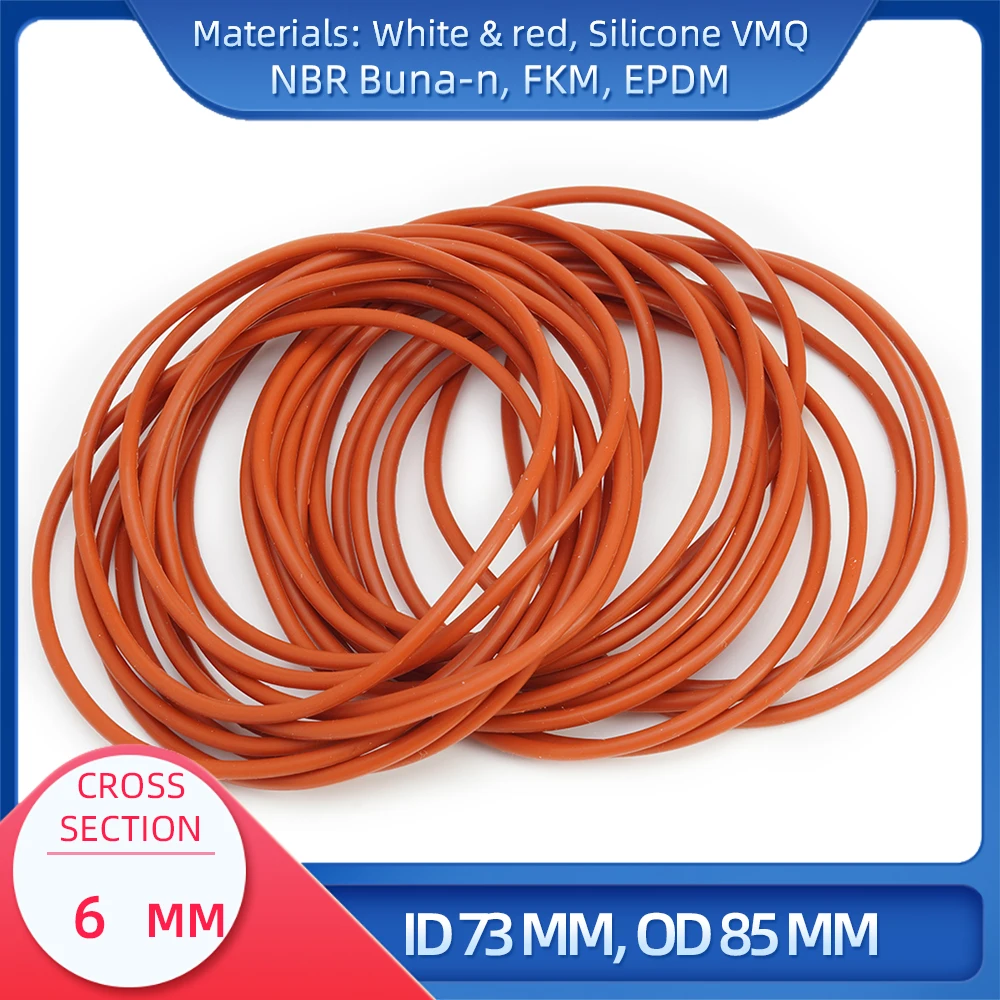 

Уплотнительное кольцо CS 6 мм ID 50 мм OD 70 мм материал с силиконом VMQ NBR FKM EPDM ORing Seal Gask