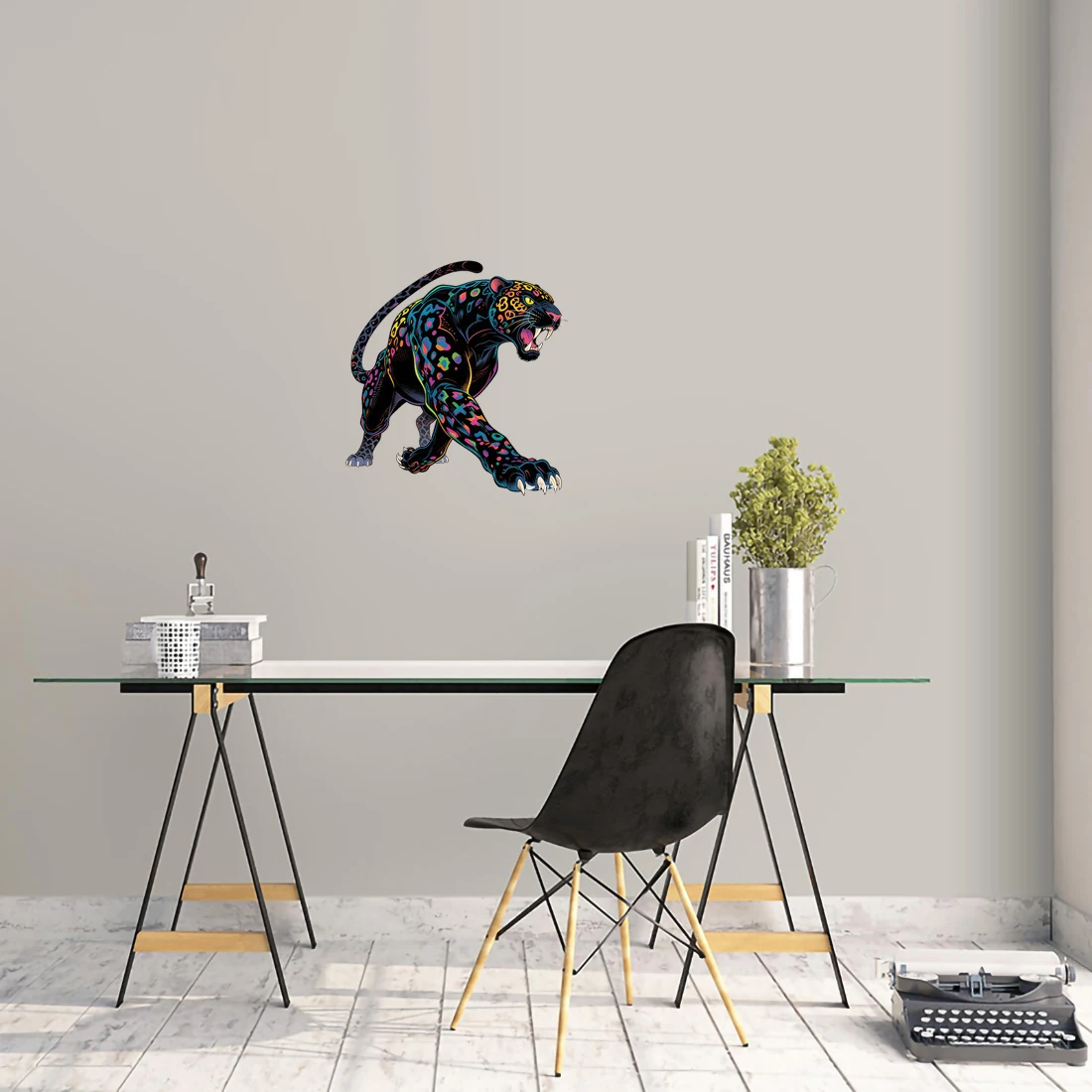 Three Ratels CD35 Colorful cheetah animal art wall stickers for home decoration IPAD decals Personalized car stickers