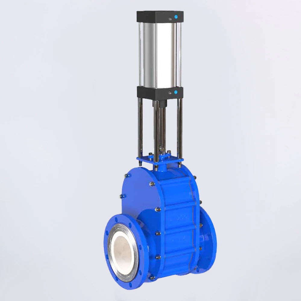 PN10 3 Inch Pneumatic Ceramic Gate Valve WCB SS304 Pneumatic Cylinder Air Control Double Disc Parallel  Flange Gate Valve