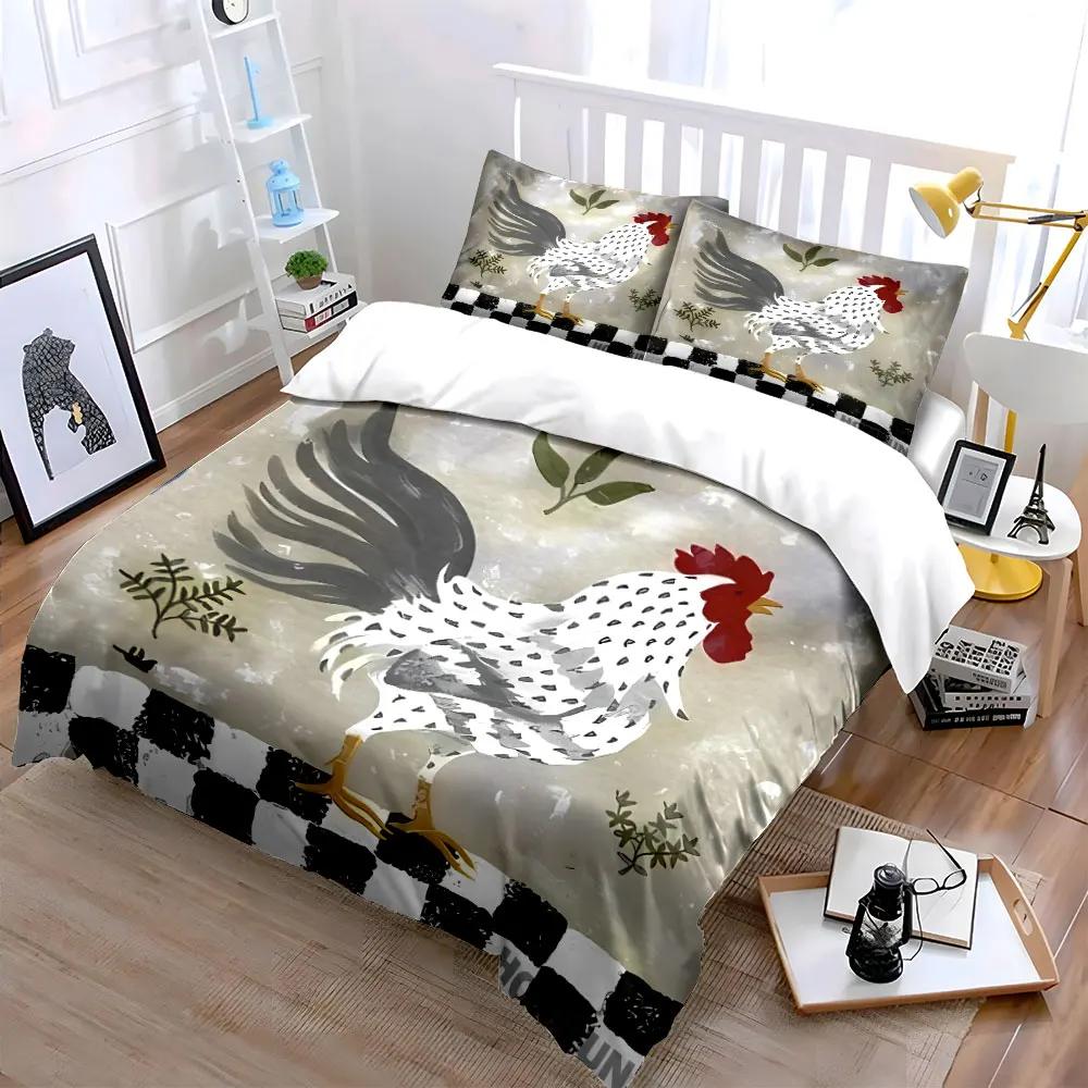 Rustic Farm Chicken Wall Decor Multiple sizes kid's and adults' bedroom Exquisite 3PC bedding set, gift