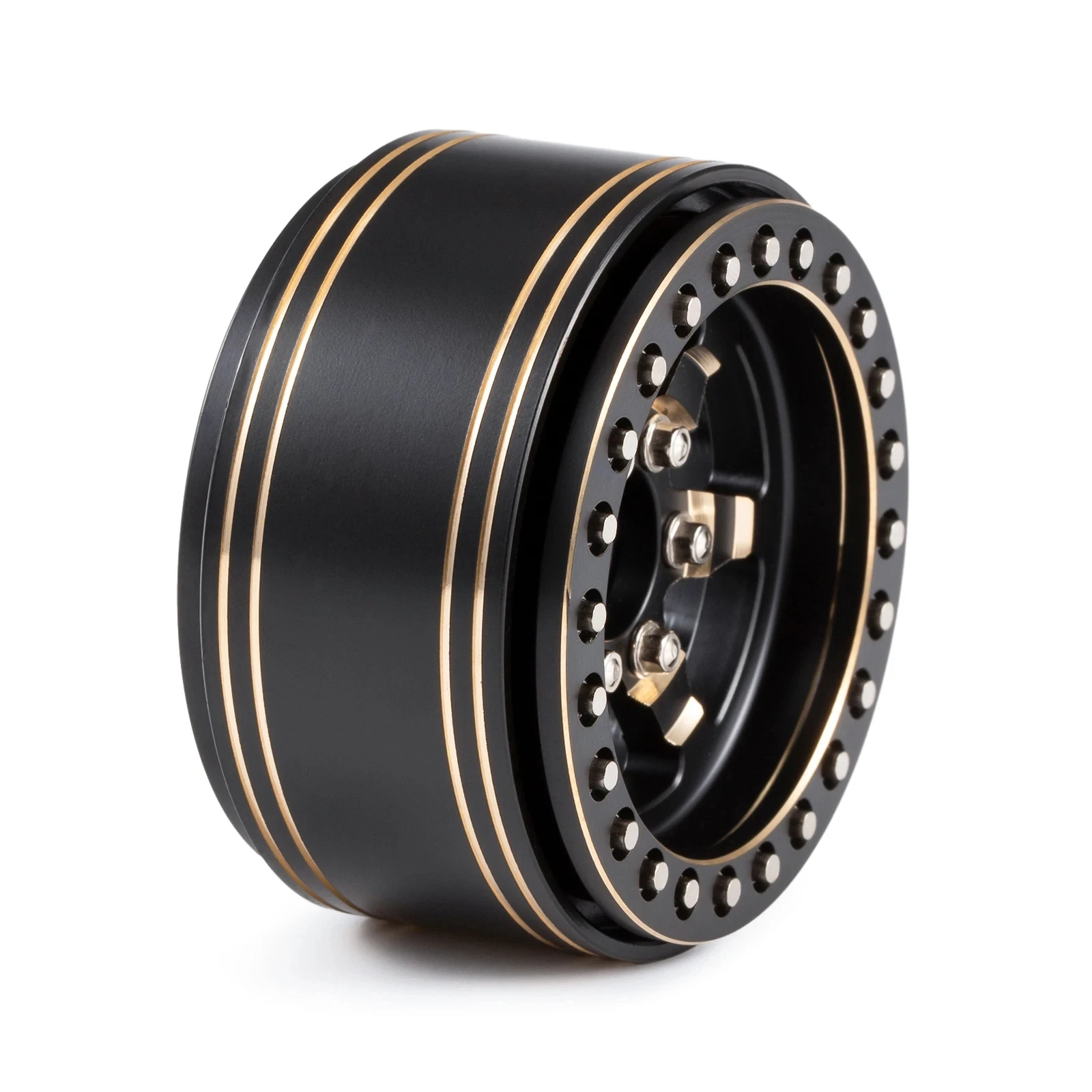 スケールハードウェア、scx10、caprawraith、rr10、trx4、trx6、rgt 86100、redcat、1.9を備えた重い真ちゅう製のベアドロックホイールリム