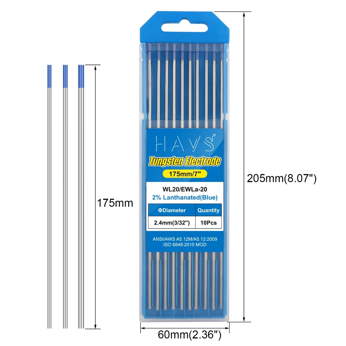 Professional ทังสเตนอิเล็กโทรดแท่งเชื่อม TIG 150 มม.6 "/175 มม.7" 1.0 1.6 2.4 3.2 มม.WL20 WC20 WL15 WZ8 WY20 WP WR