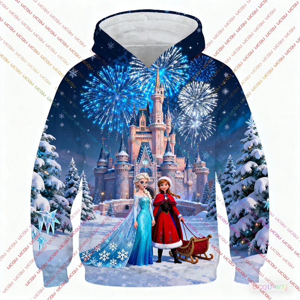 Christmas Disney Princesses Women's Pure Sweatshirt Hooded Sweatshirt Fashion Casual Pants Unique Print Plus Size Streetwear