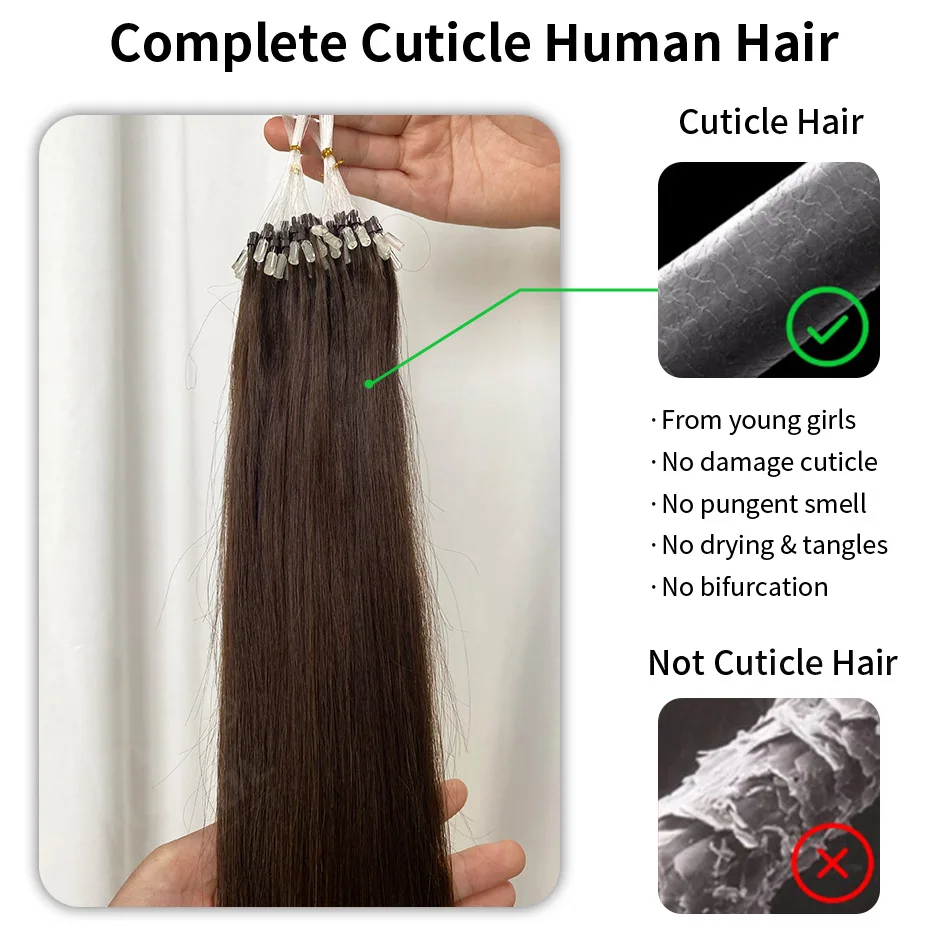 Invisible Micro Ring Hair Extensions Remy Human Straight 16-22 Inches 50g 1 G/Strand Natural Looking on Your Hair