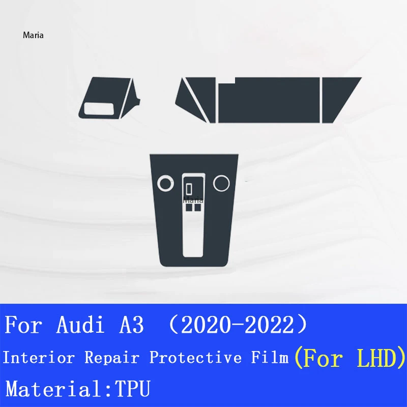 Adesivo di riparazione per Audi A3 (2020-2022) Interni auto Console centrale Pellicola protettiva in TPU trasparente Anti-graffio Accessori auto