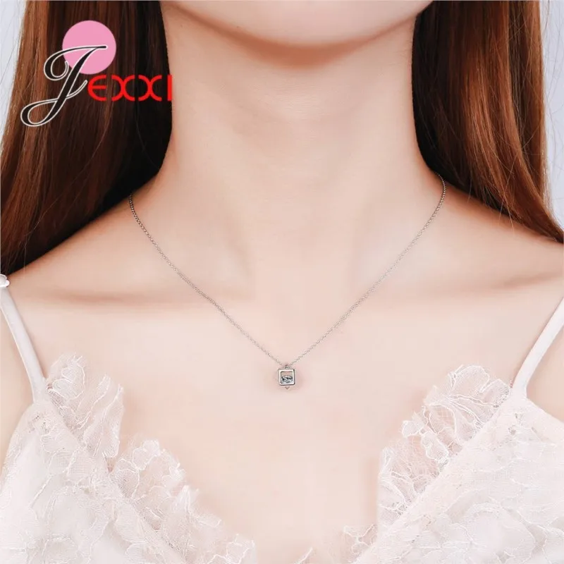 

Новинка: Кристальное ожерелье с подвеской из страз для женщин, серебро 925 пробы, квадратное ожерелье на ключицу, свадебные украшения