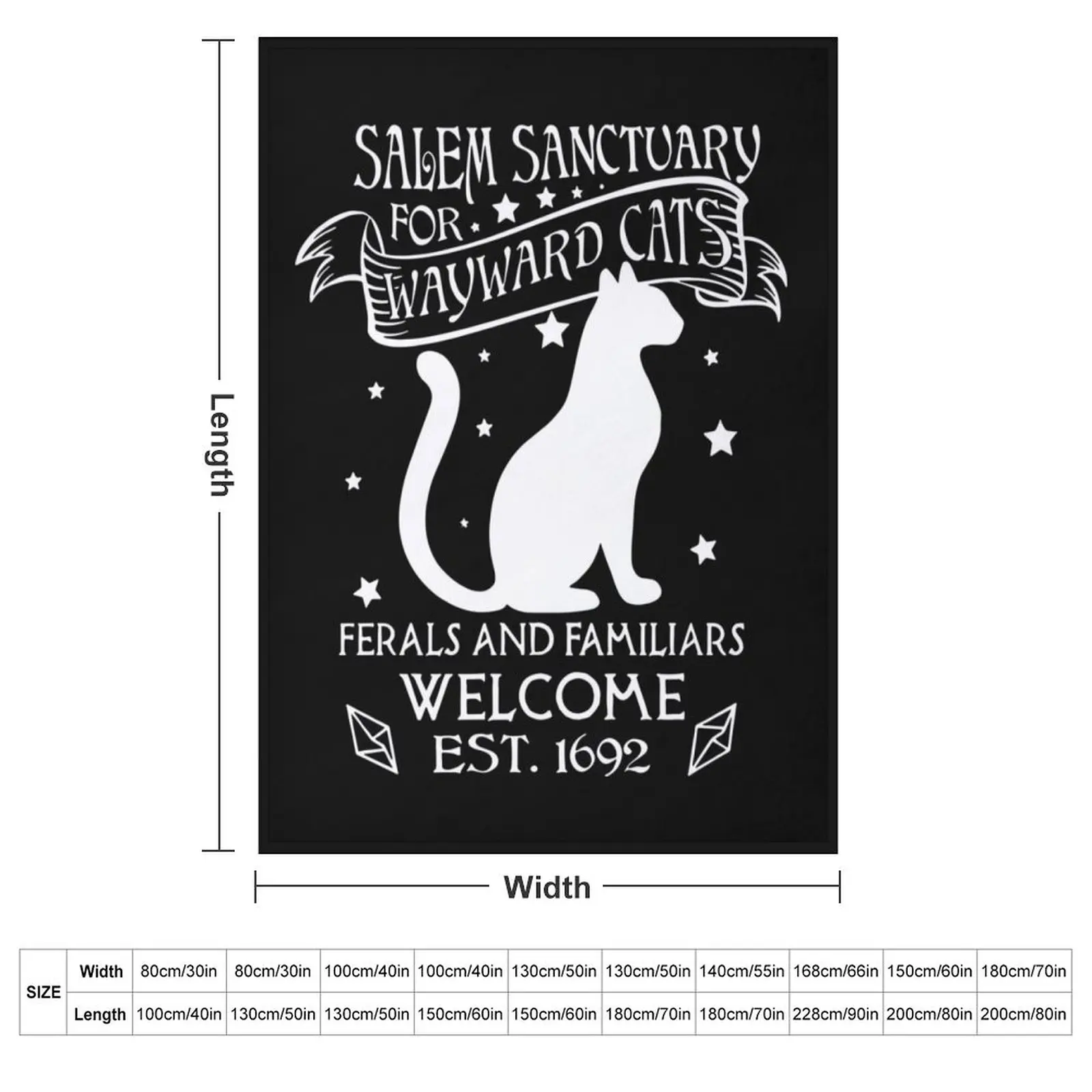 Salem sanctuary for wayward cats Ferals and familiars welcome est 1692 Throw Blanket Luxury Custom Sleeping Bag Blankets