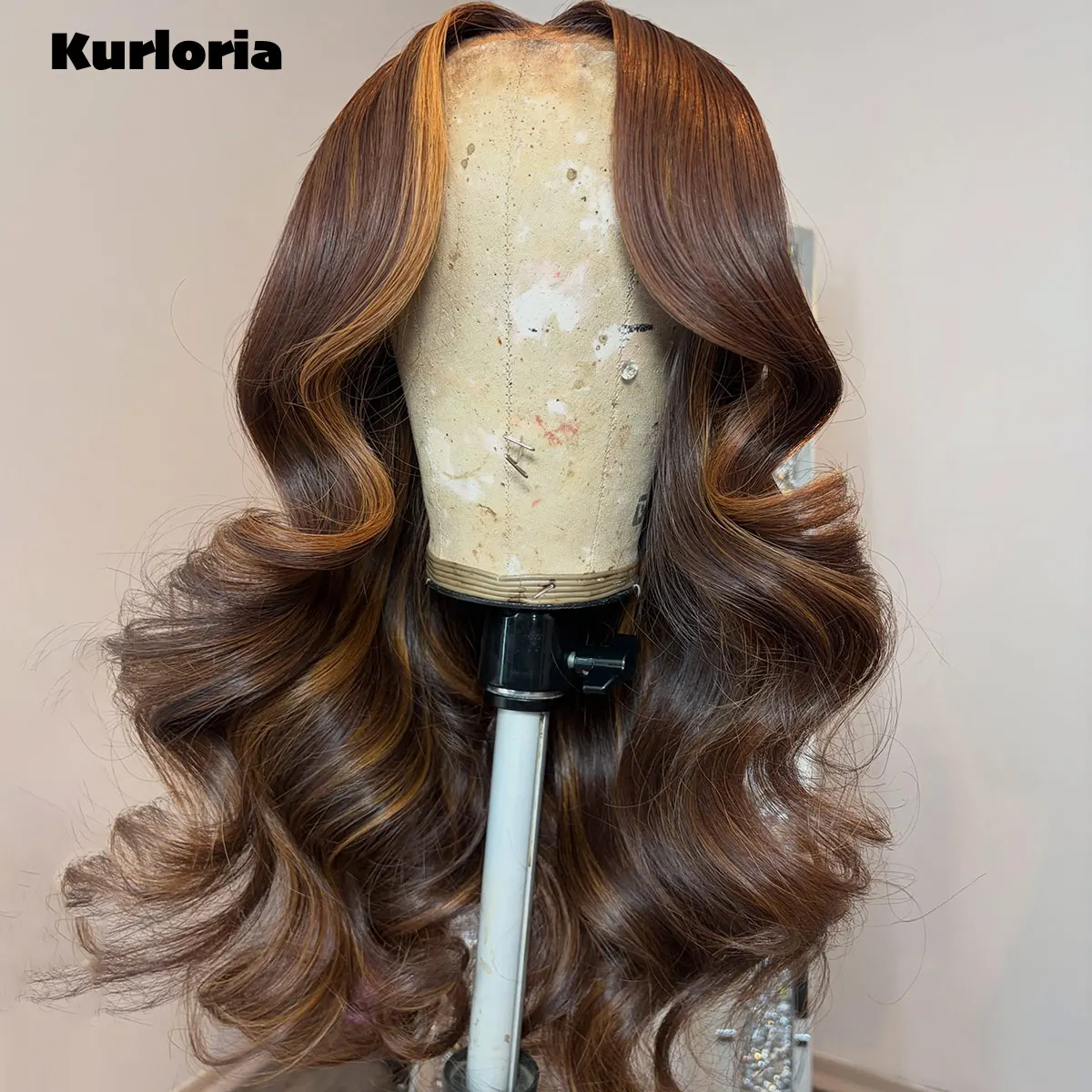 100% Human Hair Loose Wave Highlights Blonde 13x4 13x6 HD Transparent Lace Frontal Drawstring Glue-Free Wig Ready to Wear Wigs