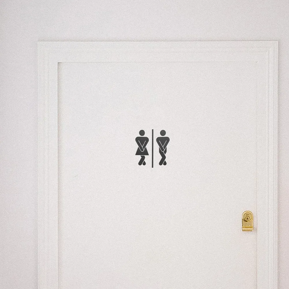 Bathroom Door Sticker Gender Neutral Restroom Sign PVC Material Easy Install No Residue Washable Toilet Decor for Home Public