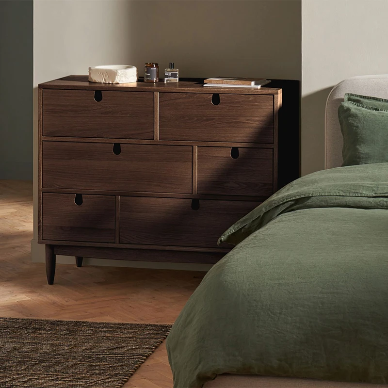 #Antique Modern Wood Cabinet Large Capacity Three Drawer Cabinets Natural OAK Color for Bedroom Living Room Villa Dining Home
