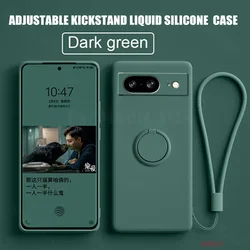 Case for Google Pixel 8 9 Pro XL Finger Ring Stand Holder Slicone Cover for Pixel 8 9A Solid Color Lens Protection Soft Funda