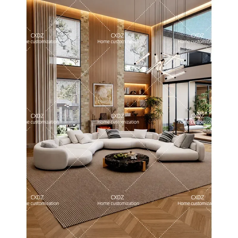 Modern Bezier Curved Sofa Large Flat Floor Special Shaped Arc Design for Villa Living Room Contemporary Furniture
