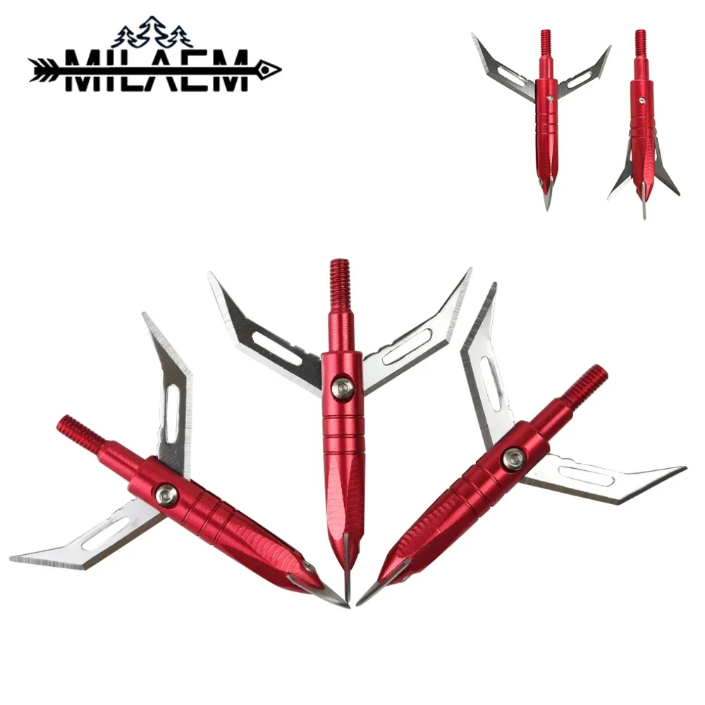 6Pcs Archery Blade Arrowhead 2 Blades Expandable Arrow for Outdoor Recurve Bow Compound Bow Hunting Shooting Sports Accessories