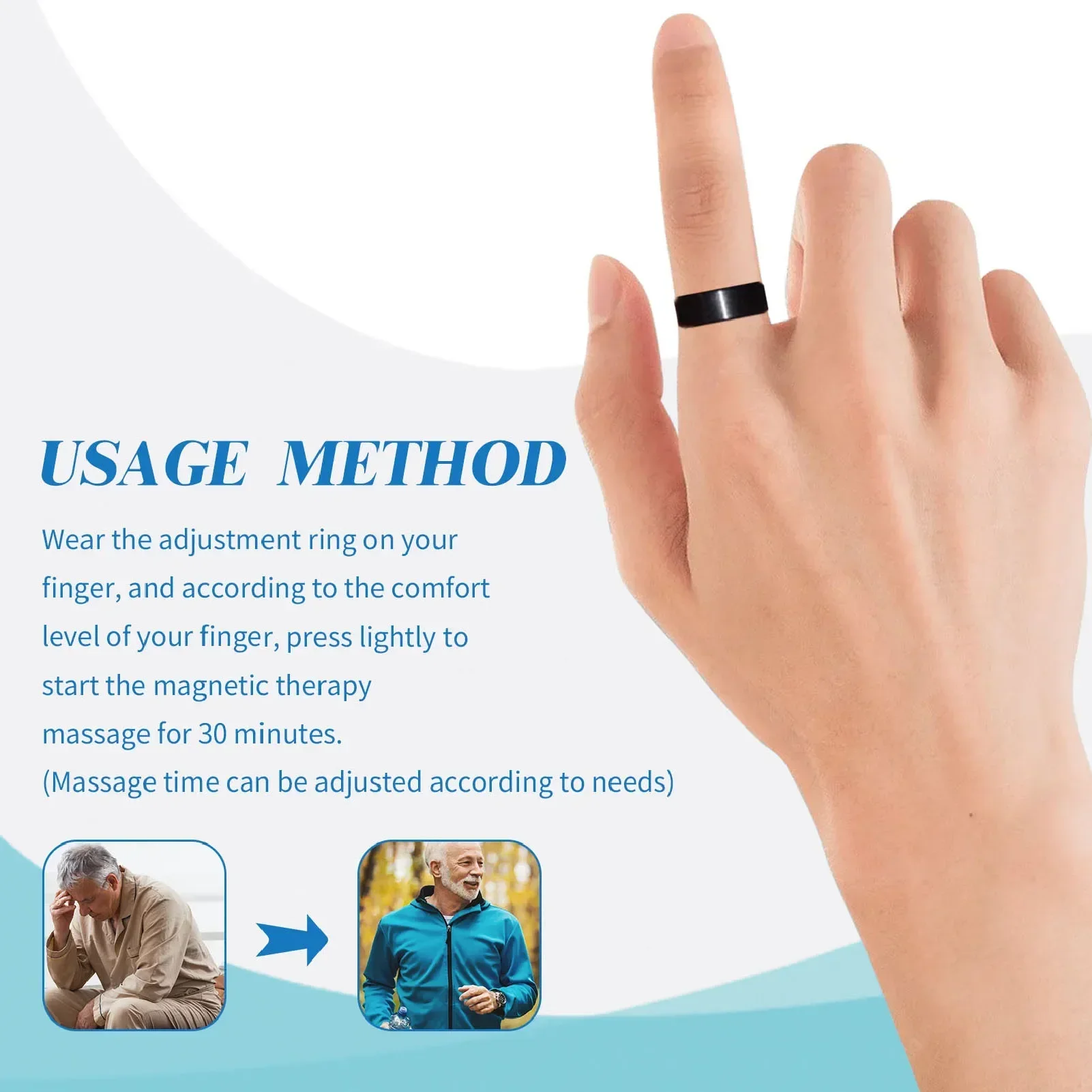 Magnetic Therapy Blood Sugar Control Ring Diabetes Monitor Blood Sugar Balance Improve Sleep Soreness Relief Lymphatic Drainage