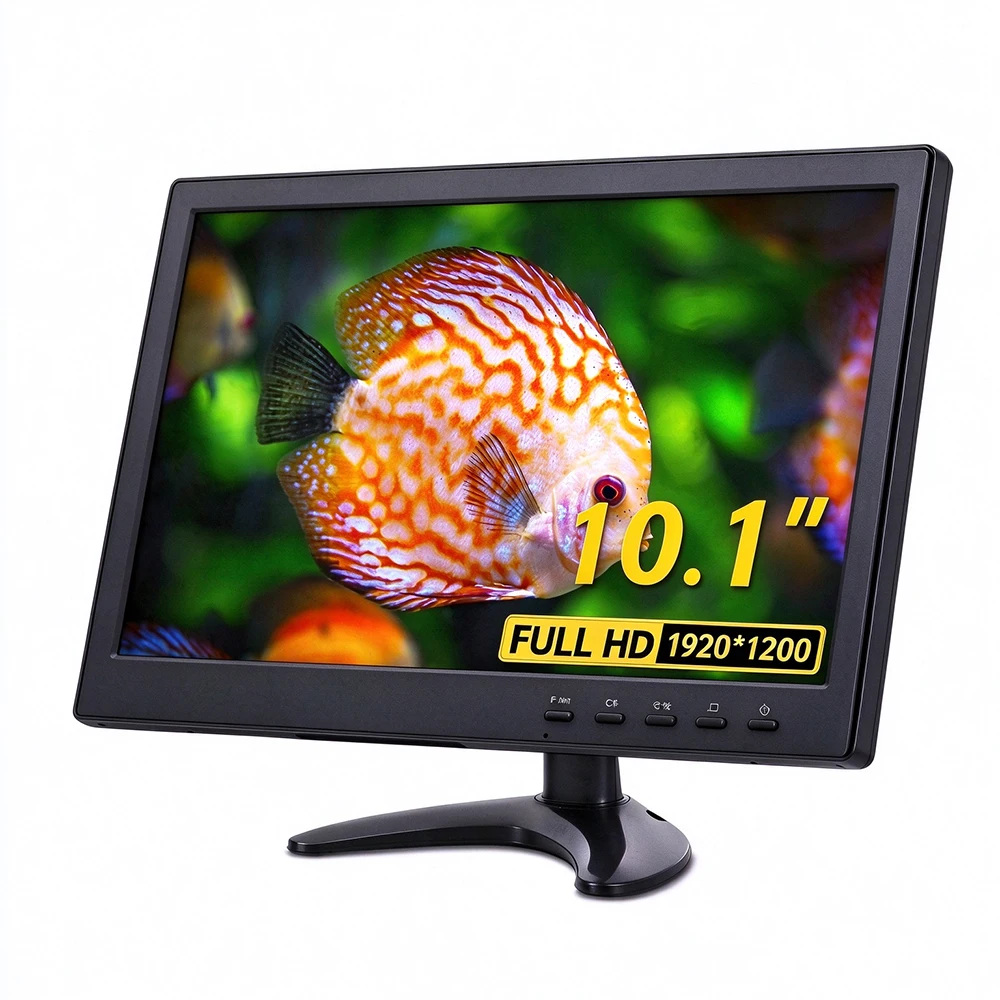HD 10.1 Inch IPS Screen LCD HDMI-compatible VGA AV Bnc Input Monitor for PC Computer Backup Camera CCTV TV Game Box RPI