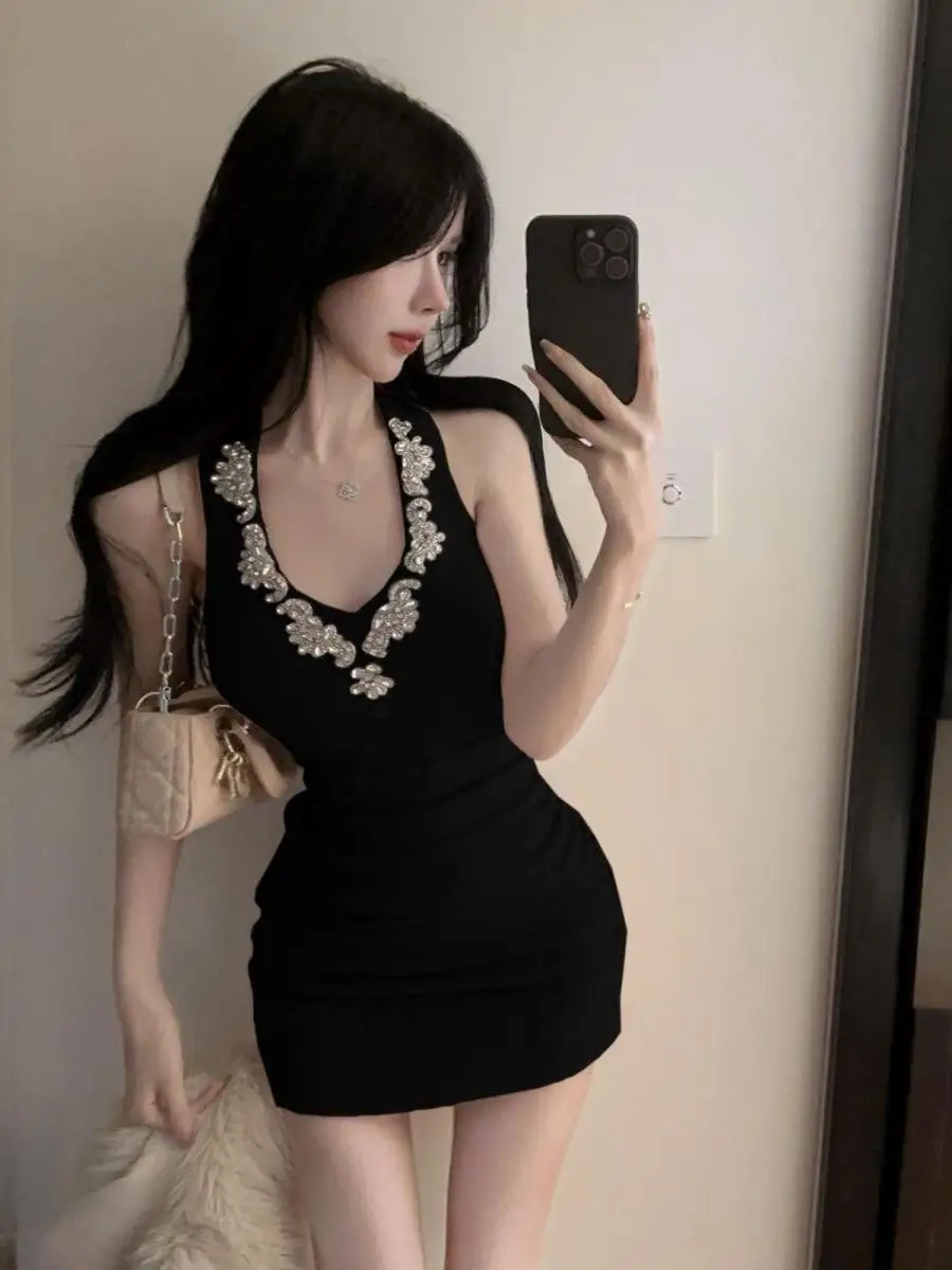 

Сексуальное маленькое платье Хепберн в стиле ретро с бриллиантами, подвесное платье на день рождения, облегающее вечернее платье с запахом