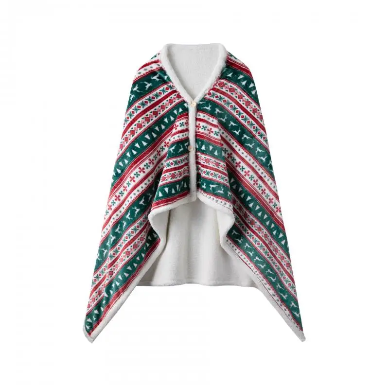 

Новинка осени и зимы 2024, теплая фланелевая накидка из пашмины, утепленный плащ, женская домашняя одежда из пашмины с пуговицами