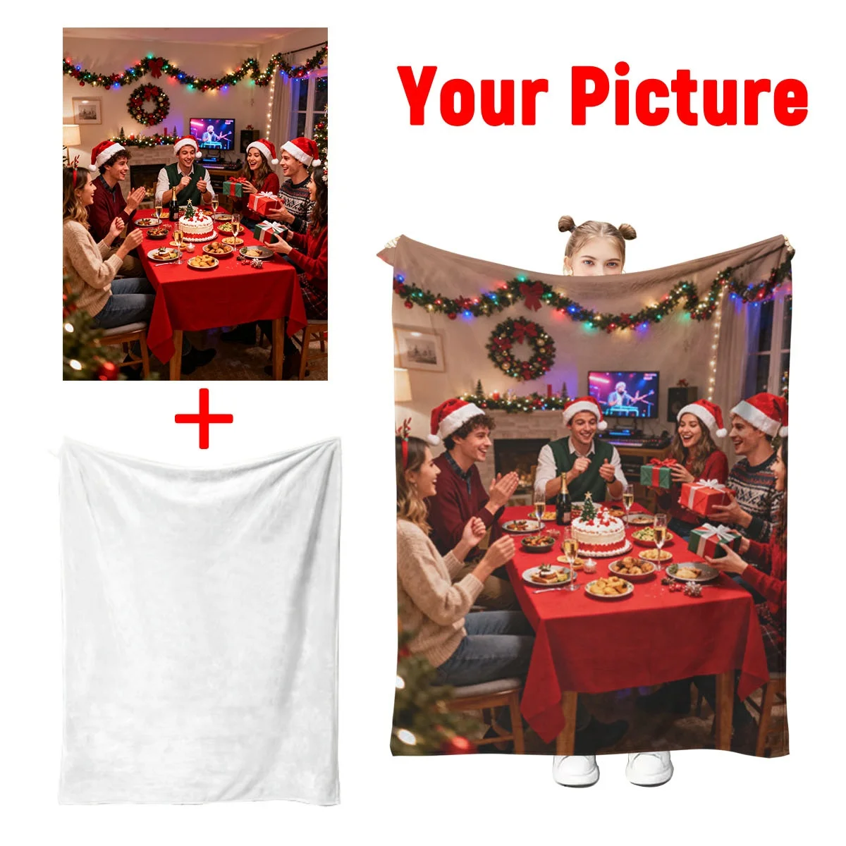 Customized Christmas Baby Flannel Blanket - Express Your Heart, Anti-Static and Non-Shedding, Suitable for Cribs, Parent-Child Interaction Blankets, Home Blankets - Soft Polyester Material - Perfect as a Heartwarming Christmas Gift for Sons, Daughters, and Grandchildren