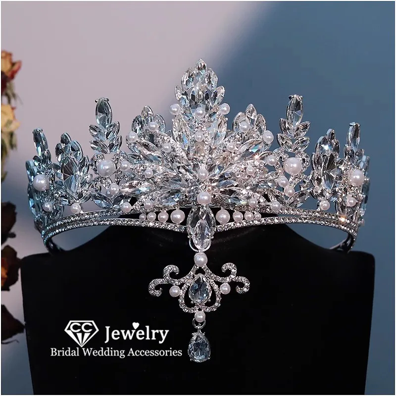 

CC Crowns for Women Wedding Accessories Bridal Headdress Engagement Hair Ornaments Crystal Pendants Diadem Headbands Tiara AN400