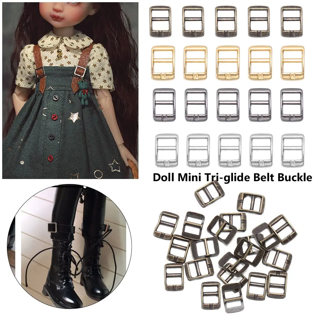 20Pcs Newest 4mm Mini Ultra-small Tri-glide Belt Buckle DIY Dolls Buckles Doll Bags Buttons DIY Doll Clothes Bag Accessories