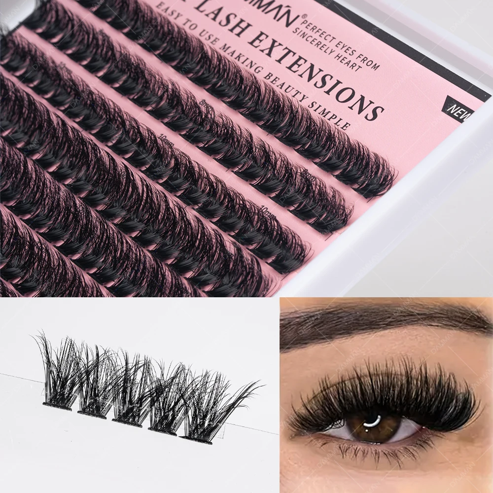 1 caixa damman 90d diy kit de extensão de cílios lash bond e selo 2 em 1 d curvatura 0.07mm espessura volume cílios luz natural cílios