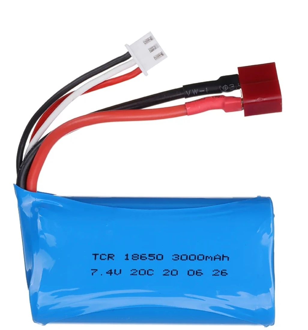 7.4V 1500/3000/3500/ 4000 mAh JST/T/SM Plug 18650 2S batteria agli ioni di litio per Wltoys 12423 10428 12429 12401 12402A RC ricambi auto