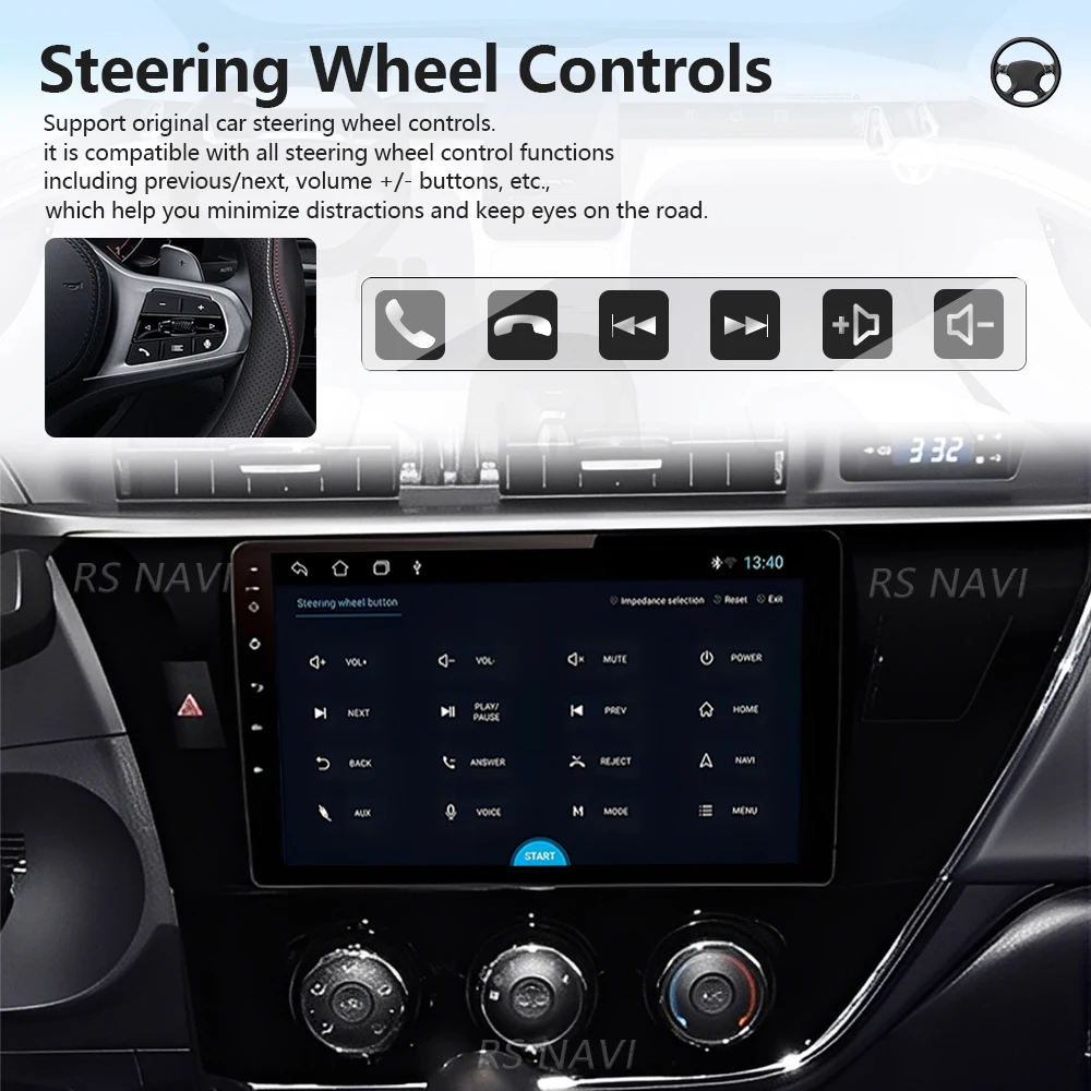 Android 16 For Toyota Corolla 2014 - 2016 Carplay Auto Qualcomm Screen Car Radio Player GPS Wifi 4G DSP Navigation 360 Camera