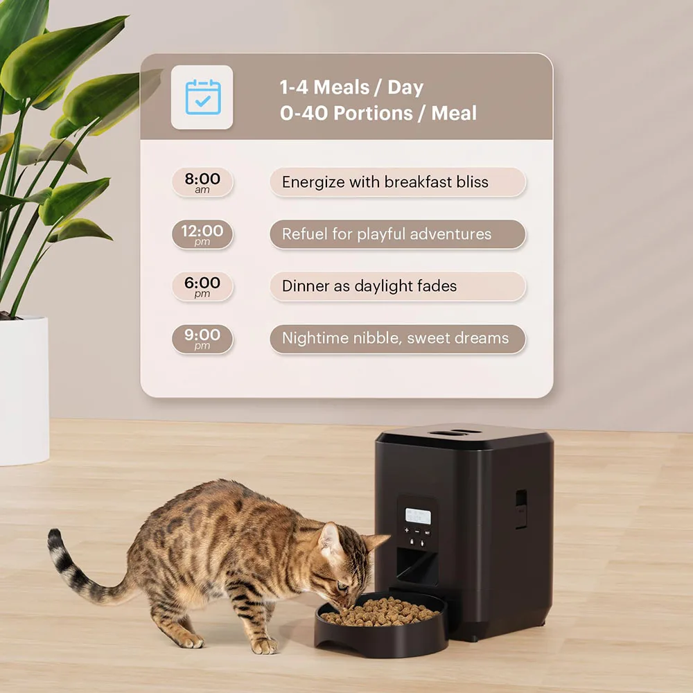 Distributore automatico di cibo intelligente per mangiatoia per animali domestici da 2 litri per alimentazione quantitativa regolare di cani e gatti