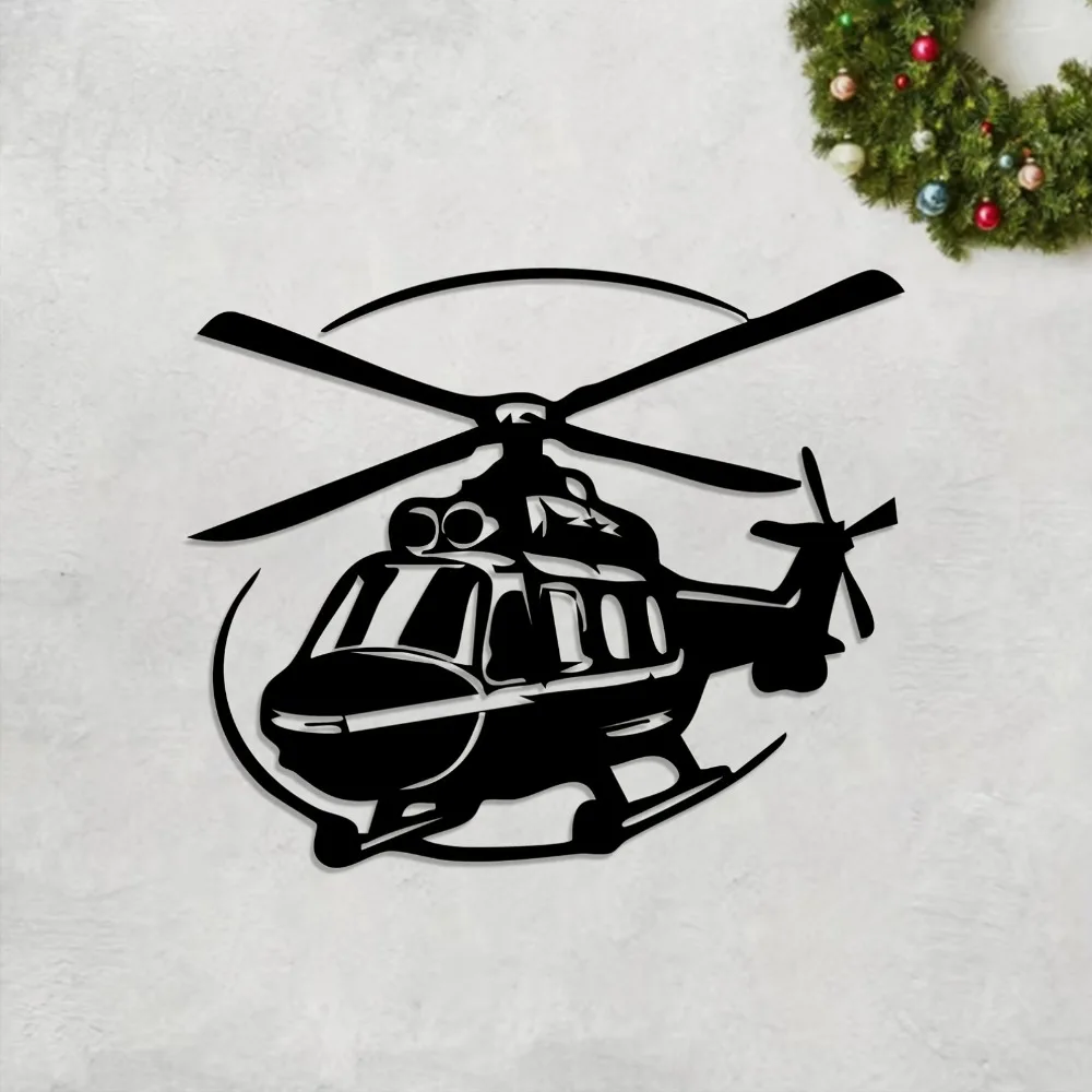 Metal Helicopter Wall Art Sculpture Hanging Home Decor Entryway Rustic Iron Garden Fence Garage Ornament Rustproof Unique Gift