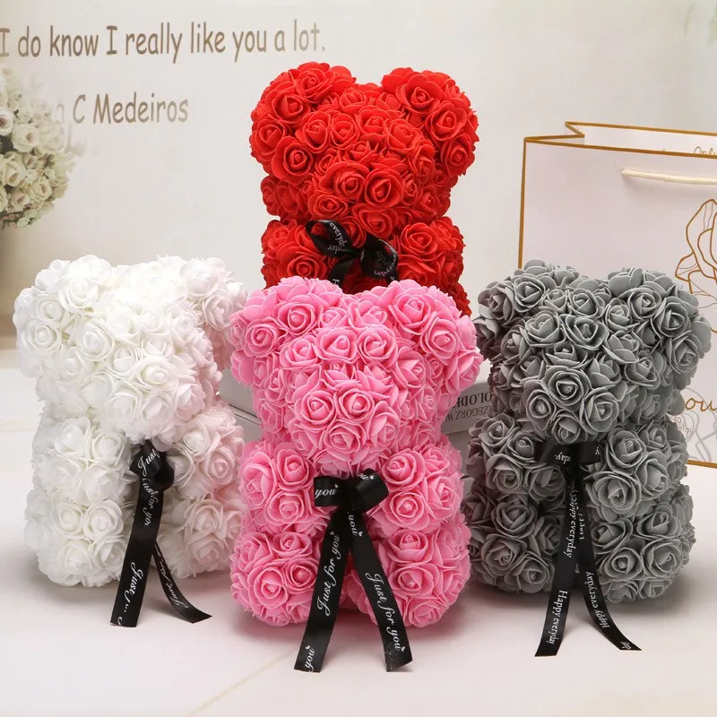 20 cm/30 cm Künstliche Blumen Blase Teddybär der Rosen Form DIY Geschenke Polystyrol Styropor Hochzeit Valentinstag Geschenk – Detail 14