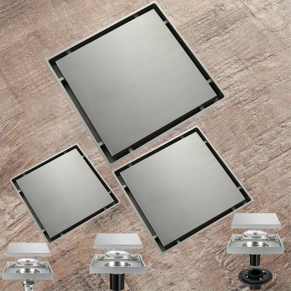 Brushed Surface Finish Square-shaped Floor Drains Size 150X150MM Concealed Mounting Odor Control Bathroom Decorating Accessories