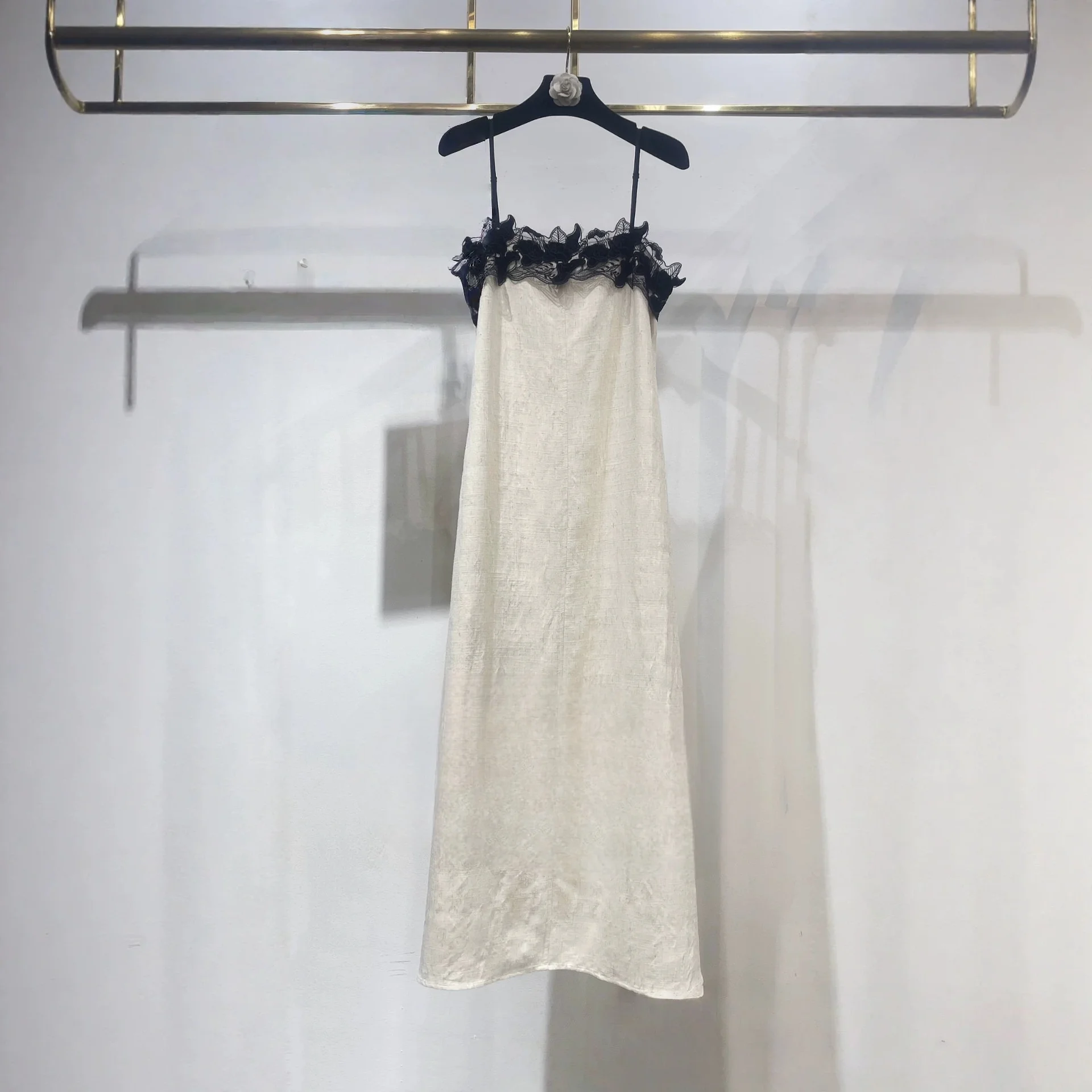 Women's Summer Lace Color Contrast Slip Long Dress