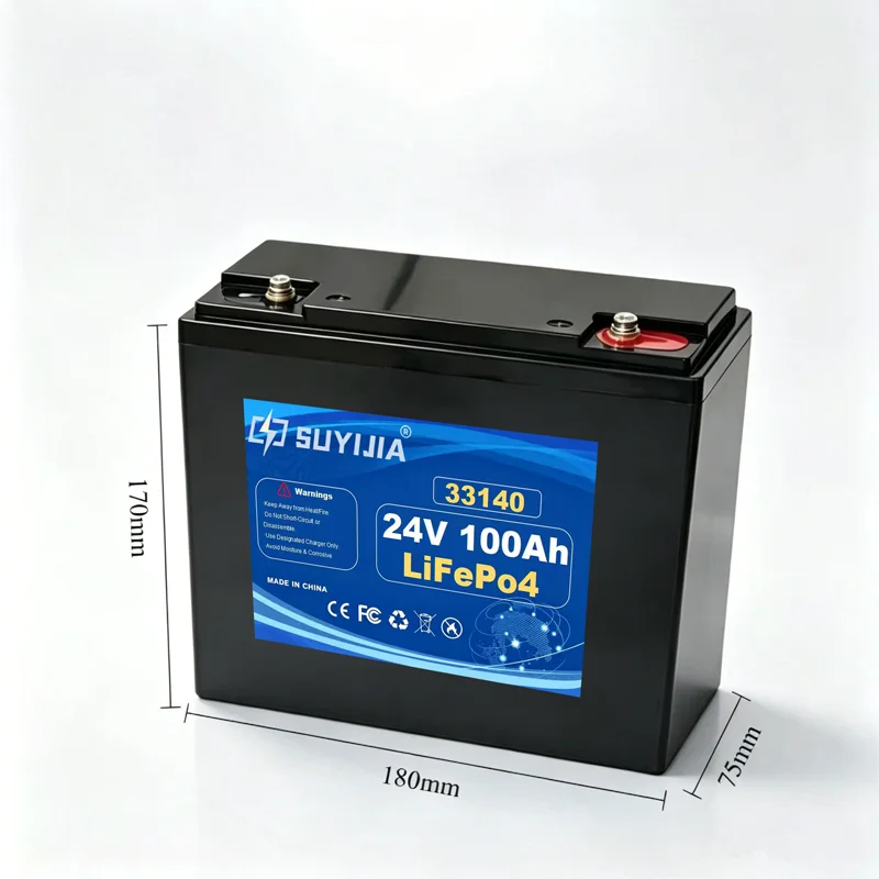 24V100 Ah Lithium Iron Phosphate Battery with Built-in 200A Rechargeable Lithium Iron Phosphate Solar Off-grid Battery.