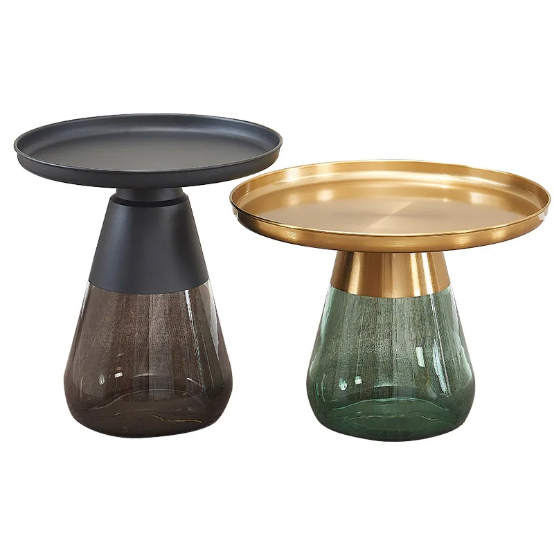 Simple living room Modern coffee table Glass coffee table set Round small apartment Bedroom removable