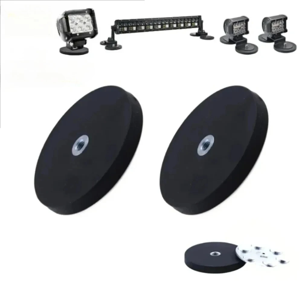 Rubber Coated Neodymium Pot Magnet Heavy Duty Magnetic Mount Base for Roof Light Bar Waterproof Injection Molded for Work