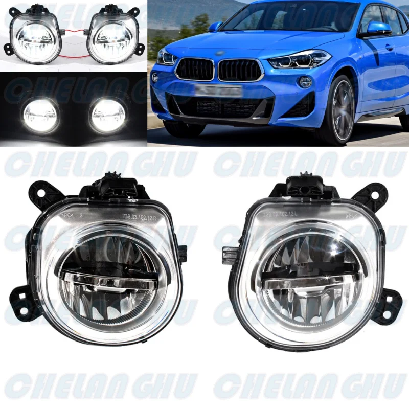 

For BMW X2 F39 18i/20i 18D/20D/25D 2018 2019 2020 2021 2022 2023 1 Pair Front Bumper LED Fog Light Lamp 6317444805 6317444806