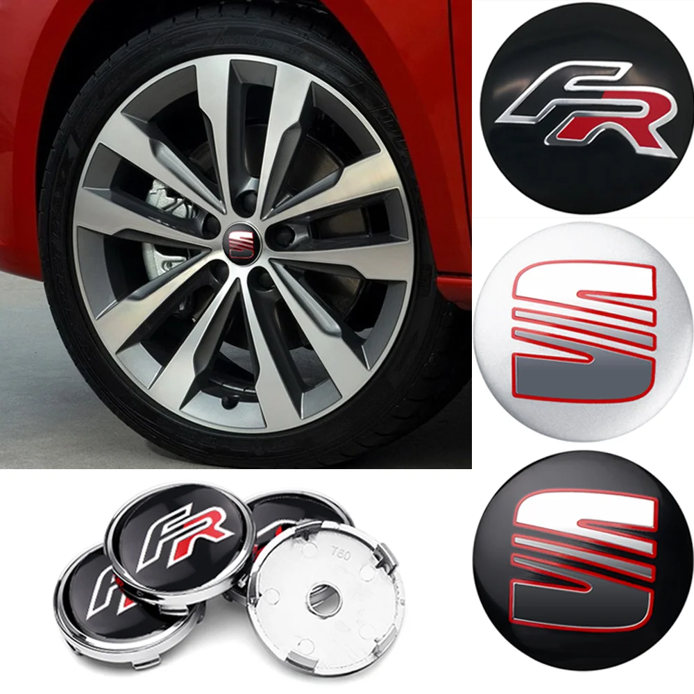 4 Piezas Tapas de Centro de Rueda de 56/60mm para Coche, Accesorios de Repuesto para Seat FR Leon 5f 1p Ibiza 6l 6j Altea Cupra Arosa Ateca
