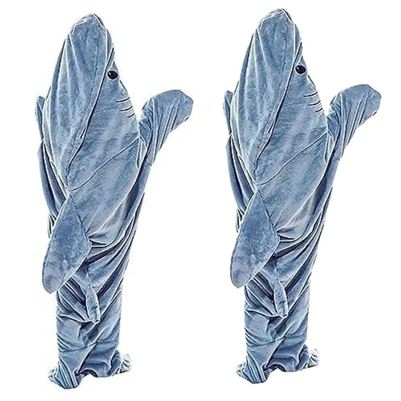 2PCS Pure Cotton Blanket For Adults, Shark Blanket Super Soft And Comfortable Flannel Hoodie, Shark Blanket Hoodie For Adults